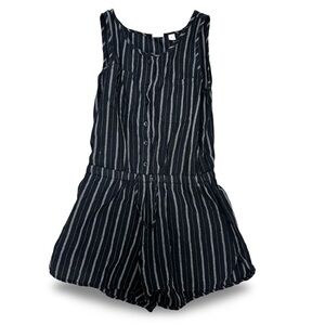 Gap Kids Striped Black & White Linen Cotton Blend Sleeveless Romper Girls Size M